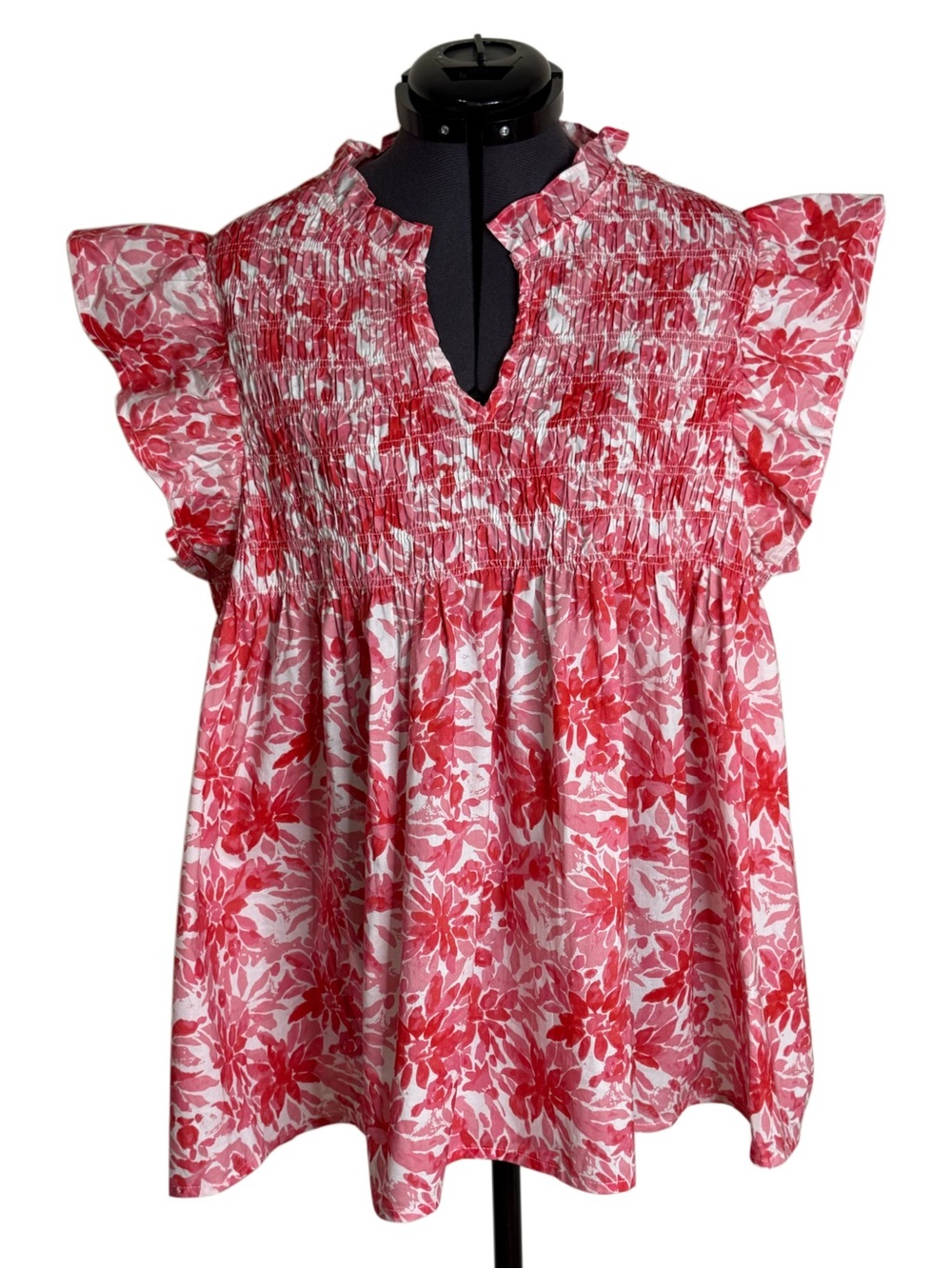 Avara Flutter Sleeve 100% Cotton Smocked Top